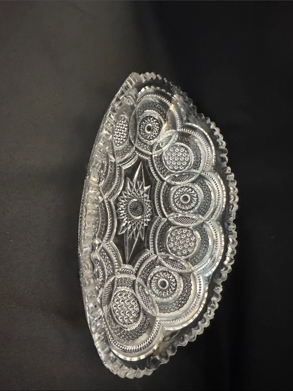 Pressed Glass Serving Tray - Clear Scalloped Edge